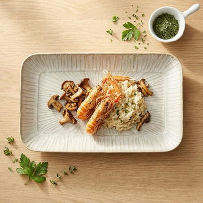 13.6-inch ceramic dinner plates (4-pack), rectangular salad plates, serving plates, dinner plate set, dessert plates. Suitable for serving salads, appetizers, desserts, and fruits. - color: White1