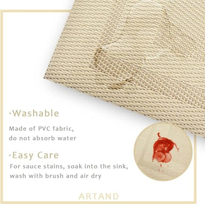 DACHUI Placemats Set of 6, Linen Look Woven, Heat Resistant, Washable Place Mats - color: Beige, size: 6PCS