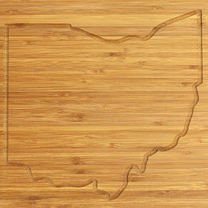 BambooMN Large Ohio Grooved Image Premium Bamboo Cutting Board - 17" x 11.5" x .75" - 2 Pieces - size: 17" x 11.5" (Ohio)