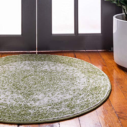Unique Loom Bromley Collection Area Rug - Midnight (3' Round, Green/ Ivory) - color: Green/Ivory, size: 3'1" (Round)