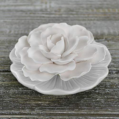 Penny & Rose Ceramic Flower Diffuser | Sunrise Dew Oil Scent | White Plate