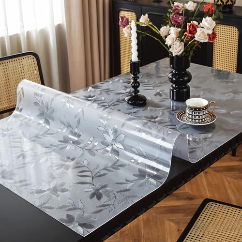 Floral Table Protector 36" x 60", 1.5mm Thick Vinyl Desk Mat | Waterproof Plastic Table Cover, Easy to Wipe Clean, Ideal for Dining Tables, Coffee Tables, Dressers & Countertops - color: Floral, size: 36" x 60" (Rectangular)