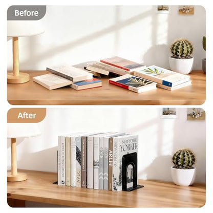 HappyHapi 14 Pairs Book Ends, Heavy Duty Bookends for Shelves, Black | Book Holder for Shelf, Non-Skid Metal Book Holders, Book Ends for Heavy Books, Book Stopper for Library, Office Organization. - size: 14 pairs