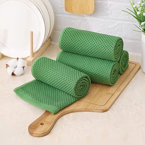 Kitinjoy 100% Cotton Waffle 8-Pack Kitchen Towels, 13" x 28", Grass Green | Super Soft, Ultra-Absorbent, Fast Drying, lightweight, Quick Drying Kitchen Hand Towels - color: Grass Green, size: 13 x 28 - 8 Pack
