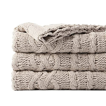 Battilo Light Grey Throw Blanket for Couch, Woven Chenille Knit Throw Blanket Versatile for Chair, 51 x 67 Inch Super Soft Warm Decorative Blanket for Bed, Sofa and Living Room | Cable Knit Throw Blanket, Soft Cozy Woven Chenille Throw Blanket for Bed, So