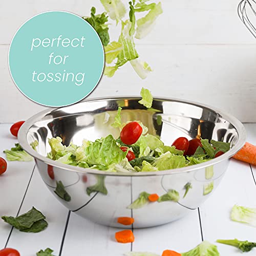 Stainless Steel Mixing Bowls Set, 5-Piece Meal Prep & Food Storage | .75, 1.5, 3, 4 & 5 Quart Metal Mixing Bowls Set for Prep, Serving, Baking & Food Storage, Ecofriendly, Dishwasher Safe - color: Silver