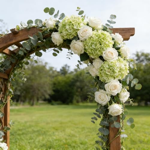 Kimura's Cabin 6pcs Hydrangea Artificial Flowers Fake Hydrangeas,Lime Green | Silk Hydrangea with Stems Faux Flower,Wedding Party Bouquets Arrangements Home Table Centerpieces Decoration Vase Filler - color: Lime Green