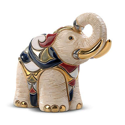 De Rosa Handmade/Painted Sculpted Ceramic White Elephant Figurine Family Collection F131