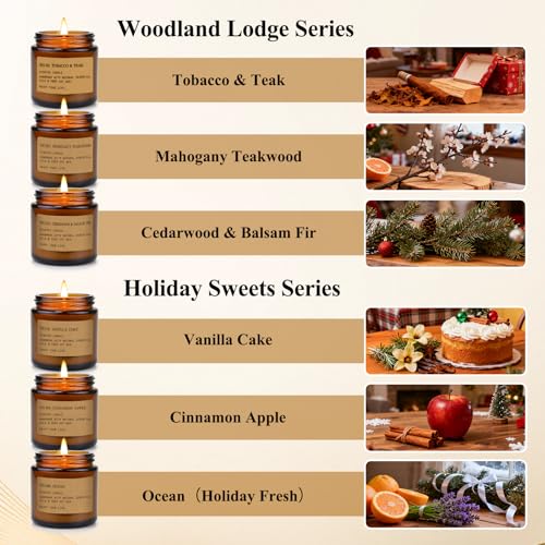 Scented Candles Gift Set,12 Pack Aromatherapy Candles for Home Scented, | Aromatherapy Jar Candle Gifts for Women, Natural Soy Wax Amber Candle Set, Scented Candles Set for Birthday Present - color: Amber
