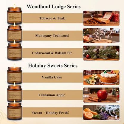 Scented Candles Gift Set,12 Pack Aromatherapy Candles for Home Scented, | Aromatherapy Jar Candle Gifts for Women, Natural Soy Wax Amber Candle Set, Scented Candles Set for Birthday Present - color: Amber