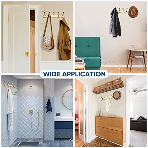 TICONN Wall Mounted Coat Rack, Five Heavy Duty Tri Hooks All Metal Construction for Jacket Coat Hat in Mudroom Entryway (Gold, 1-Pack) - color: Gold
