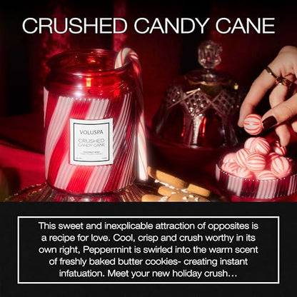 Voluspa Crushed Candy Cane, Large Candle Jar, 18 oz, 100 Hour Burn Time, Coconut Wax for Clean Burning, Handcrafted in the USA - color: 22 - Crushed Candy Cane
