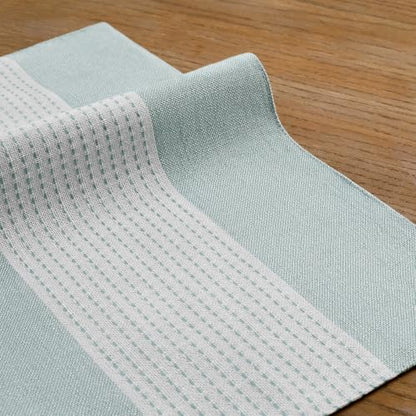 Wracra Linen Placemats Set of 6, Aqua Blue Place Mats for Kitchen Table | Macrame Placemats 12 x 18 Inch, Heat Resistant Table Mats, Premium Cotton Linen Woven Fabric, Delicate Splicing Designs - color: Aqua Blue, size: 12×18 Inch (Set of 6)
