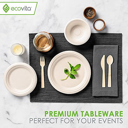 100% Bamboo Forks Spoons Knives Cutlery Combo Set - 380 Large Compostable Disposable Utensils (7 in.) Eco Friendly Durable and Tree Free Alternative to Wooden Silverware with Convenient Tray