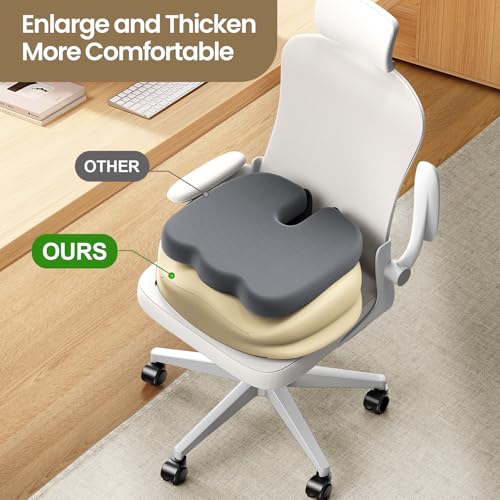 Benazcap Large Seat Cushion for Office Chair, Beige | Memory Foam - color: Yellow