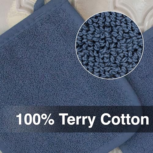 RITZ Terry Potholder & Hot Pad: Unparalleled Heat Resistant, Durable 100% Cotton – Ergonomically Designed for Optimal Grip – Easy-Care Machine Washable – 2-Pack, Federal Blue - color: Federal Blue, size: 2-Pack