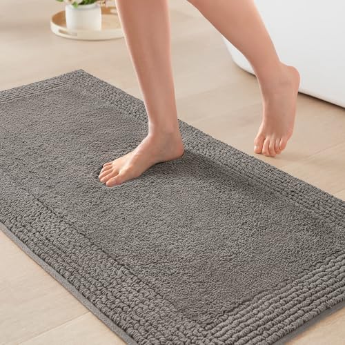 Madison Park Splendor Reversible 100% Cotton Bath Rug, 24 x 44, Charcoal | Tufted Bathroom Mat, 3000 GSM, Hotel Quality, Luxurious Plush, Medium Pile, Absorbent, Quick Dry, OEKO-TEX, Shower Room Décor - color: Charcoal, size: 2' x 3'8" (Rectangular)