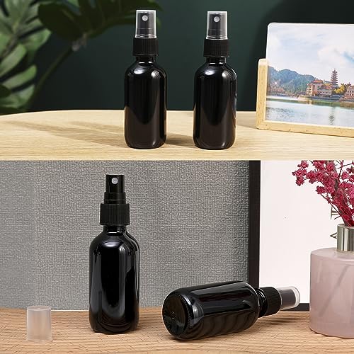 NOOEEISS Black Glass Small Spray Bottle 2 oz 24 Packs,Fine Mist Sprayer Small Clear Bottles,Refillable Containers mini spray bottles for Cleaning Solutions and Skin Care (Black 24pcs) - color: Black, size: 24Pack