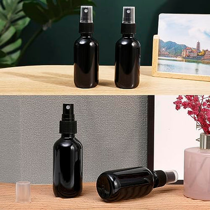 NOOEEISS Black Glass Small Spray Bottle 2 oz 24 Packs,Fine Mist Sprayer Small Clear Bottles,Refillable Containers mini spray bottles for Cleaning Solutions and Skin Care (Black 24pcs) - color: Black, size: 24Pack