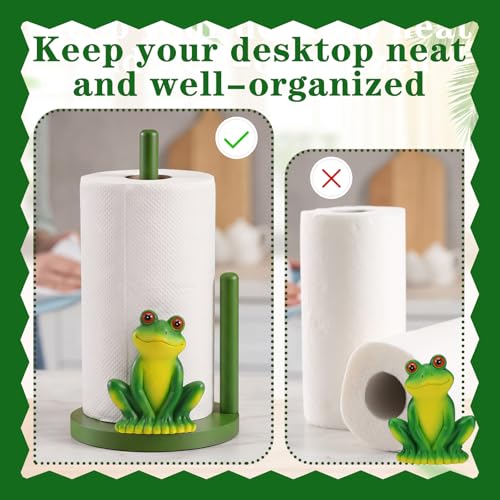 Frog Paper Towel Holder Cute Frog Kitchen Decor Countertop Toilet Paper Towel Stand 12.5 Inch Resin Decorative Funny Animal Gifts for Bathroom, Kitchen, Farmhouse, Home Decor - style: Frog