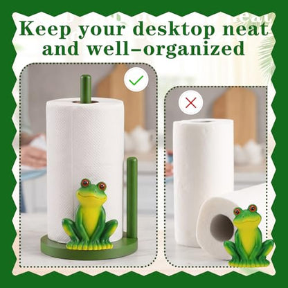 Frog Paper Towel Holder Cute Frog Kitchen Decor Countertop Toilet Paper Towel Stand 12.5 Inch Resin Decorative Funny Animal Gifts for Bathroom, Kitchen, Farmhouse, Home Decor - style: Frog
