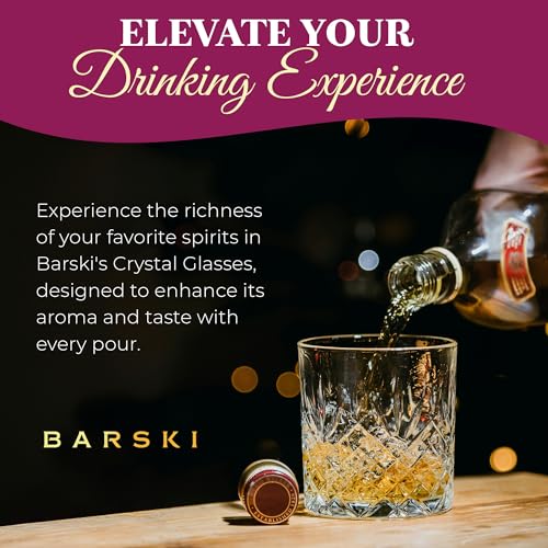 Barski Whiskey Glasses - Double Old Fashioned Rocks Glass - Set of 4 Lowball Tumbler - DOF Crystal Glass Tumblers - For Scotch - Bourbon - Water - Beverage - Drinking Glasses - 10.5 oz, Made in Europe - size: Set of 4 Tumbler 10.5 oz