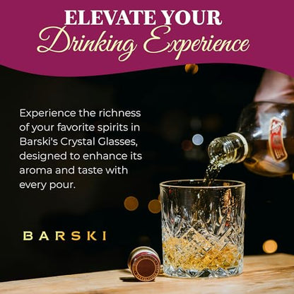 Barski Whiskey Glasses - Double Old Fashioned Rocks Glass - Set of 4 Lowball Tumbler - DOF Crystal Glass Tumblers - For Scotch - Bourbon - Water - Beverage - Drinking Glasses - 10.5 oz, Made in Europe - size: Set of 4 Tumbler 10.5 oz