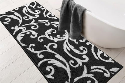 Hallway Runner Rug Non Slip Rubber Backing, 26 inch x 6 ft, Scroll, Black & White, Heavy Duty Berber Style Carpet Runner for Entryway, Kitchen, Bathroom, Bedroom, Laundry Room. - color: Scroll Black, size: 6 Foot Long Runner Rug