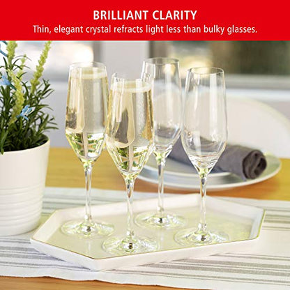 Spiegelau Style Champagne Flutes, Elegant Crystal Champagne Glasses Gift Set, Perfect for Prosecco, Sparkling Rose, Mocktails, Home Bar Accessories, Housewarming, Wedding Gifts, 8.5 oz, Set of 4 - style: Champagne Glasses