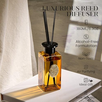M&SENSE 6.3 oz Large Reed Diffuser Set | Neroli Noir Scent Oil Diffuser with Sticks | Hotel Collection Non-Toxic Essential Oil |for Bedroom Bathroom Living Room - color: Neroli Noir, size: 180ml