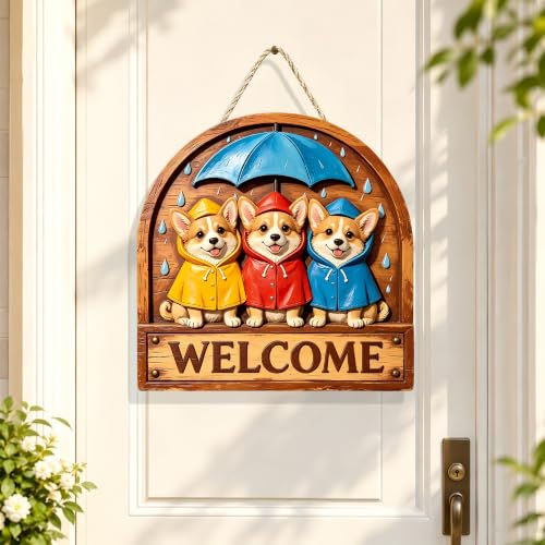 Wooden Welcome Sign for Outdoor, 7.08in Farmhouse Hanging Decor/MP-78 | Dog Design Plaque，Rope Hanging，Garden Ornament，Entryway Wall Decoration - color: MP-78