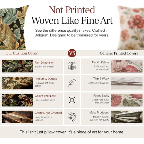 William Morris Hare Tapestry Throw Pillow Cover 18 x 18 in - color: Brown Hare