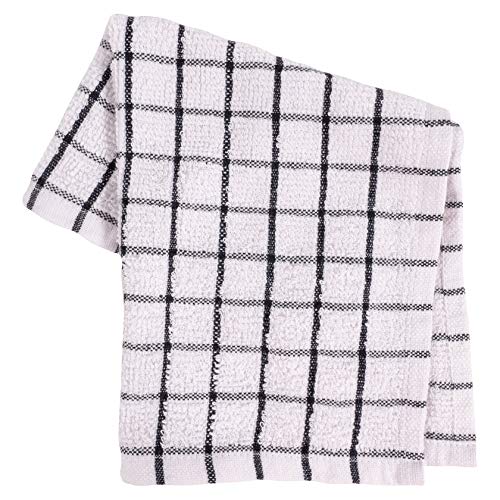 KAF Home Pantry 100% Cotton Checkered Grid Dish Cloths | Set of 6, 12 x 12 Inches | Absorbent and Machine Washable | Perfect for Cleaning Counters, and Any Household Spills - Black - color: Black