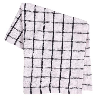 KAF Home Pantry 100% Cotton Checkered Grid Dish Cloths | Set of 6, 12 x 12 Inches | Absorbent and Machine Washable | Perfect for Cleaning Counters, and Any Household Spills - Black - color: Black