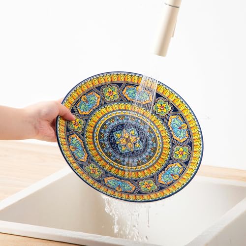 vancasso Plates and Bowls Sets,12-Piece Porcelain Dinnerware Set Service for 4, Bohemian Style Dishes Set for 4, Kitchen Dinner Set, Microwave and Dishwasher Safe, Scratch Resistant, Series KRVI - size: Service for 4 (12 Pcs)