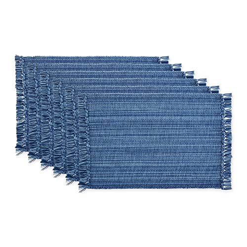 DII Variegated Tabletop Collection, Placemat Set, 13x19, Nautical Blue, 6 Piece - color: Nautical Blue, size: Placemat Set, 13x19"