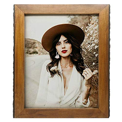 IKEREE 11x14 Rustic Picture Frames with Bark Edges, Wood Photo Frame Wall Mounting Display, Natural Brown - size: 11x14 inch