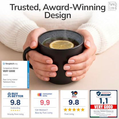 Large Stoneware Coffee Mugs Set of 4, 15.6 oz Coffee Cups with Reactive Glaze, Lead-Free, Dishwasher & Microwave Safe, Stain Resistant for Cocoa, Latte, Cappuccino & Tea, Dark Gray - color: Dark Gray, size: Mugs (4x)