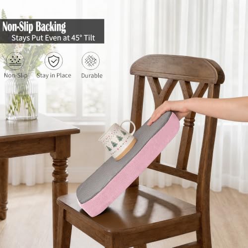 Dining Chair Cushions, Pink, 17"x16", Set of 2 | 2'' Thick Cooling Gel High-Density Foam, Ties and Non-Slip Bottom, Removable Washable Cover, For Dining and Kitchen - color: Pink, size: 2 Count (Pack of 1)