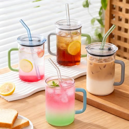 12 Pack Reusable Glass Straws Set, 7.9” x 8 mm Colorful Glass Straws, Includes 5 Straight & 5 Bent Glass Straw with 2 Cleaning Brush, Reusable Drinking Straw for Beverages, Coffee, Milk - color: Colorful - A - Straight+Bent