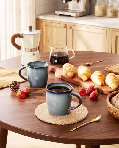 famiware Coffee Mugs Set of 4, Milkyway 13 oz Ceramic Cup Set with Handle | Stoneware Mug Set for Tea, Coffee, Latte, Cappuccino, Cocoa, Microwave and Dishwasher Safe, Dusty Blue - color: Milkyway-Dusty Blue, size: 4 Count (Pack of 1)