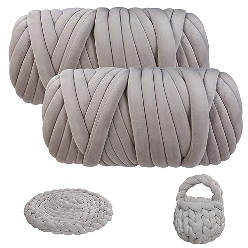 Chunky Yarn for Arm Knitting, guofa 4.4LBS Soft Fleece Yarn for Throw Blanket Pillow, Hand Knitting Bag, Cat Bed and DIY Home Decorations - color: Light Gray, size: 74 Yards
