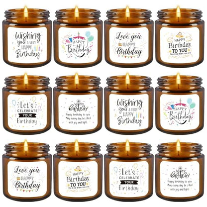 12-Pack Birthday Scented Candles, 3.05 oz Each, Natural Soy Wax, Long-Lasting Romantic Fragrance, Funny Happy Birthday Gift Set, Unique Gifts for Women Men, Gift-Ready - color: 12Pack-Birthday