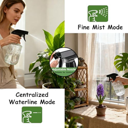 YYTSGG Clear Glass Handheld Spray Bottle, 15oz, Adjustable Mist Nozzle | Refillable Plant Mister Bottle, Water Spray Bottle for Indoor Flowers, Outdoor Gardening, Cleaning, Hair and Pets Care - color: Clear