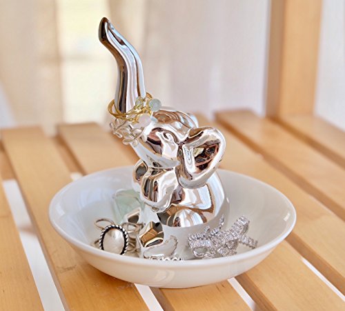 PUDDING CABIN Elephant Gift for Women - Elephant Trinket Dish for Rings Earrings Organizer - Elephant Decor for Women Girls Her Friends Birthday Valentine's Day Xmas Gifts - style: Elephant Sliver