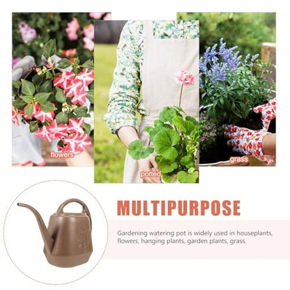 Long Spout Watering Can for Indoor Plants, Garden Watering Can with Thickened Plastic Body, Deep Gray Floral Design, Suitable for Houseplants and Balcony Gardening