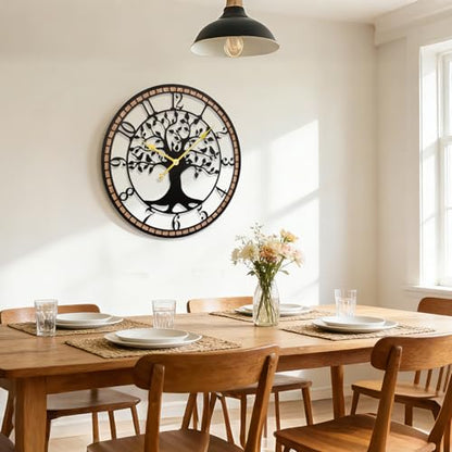 20" Farmhouse Bird Branch Wall Clock with Metal Tree Design | Bird branch accent with quiet movement, hardware included, 1 AA battery not included; approx. 3.5 lb for medium wall spaces - color: Arab, size: 20'' x 20''