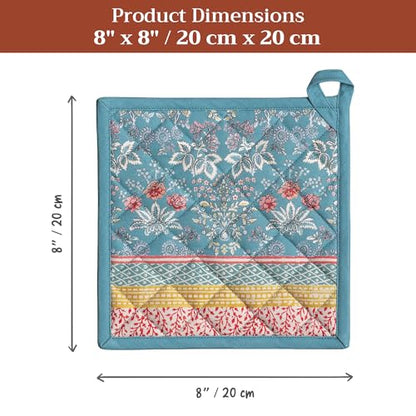 Maison d' Hermine Pot Holders 100% Cotton Potholders (8" x 8", Pack of 2) | Heat Resistant Hot Pads with Loop BBQ Cooking Baking Farmhouse Kitchen Handling Hot Pans Spring Summer - Marquise - color: 001 - Marquise, size: 8" x 8" (Pot Holder Pack of 2)