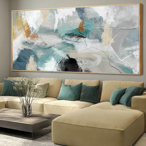 Abstract Framed Wall Art Colorful Picture Prints Line Canvas Poster 40"x86" Bedroom Artwork Home Decorations for Living Room - color: Green, size: 86"L x 40"W