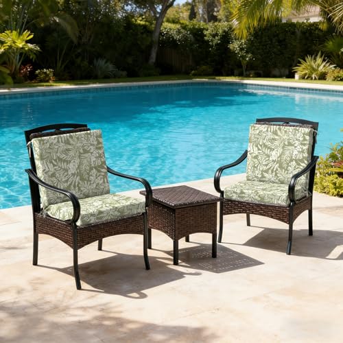 DYTXIII Outdoor Midback Chair Cushions Set of 2-20"x17" Water Repellent & Fade-Resistant Patio Seat Cushions with High-Resiliency Foam, Non-Slip Ties for Dining, Balcony Furniture-Tropical Green - color: Tropical Green